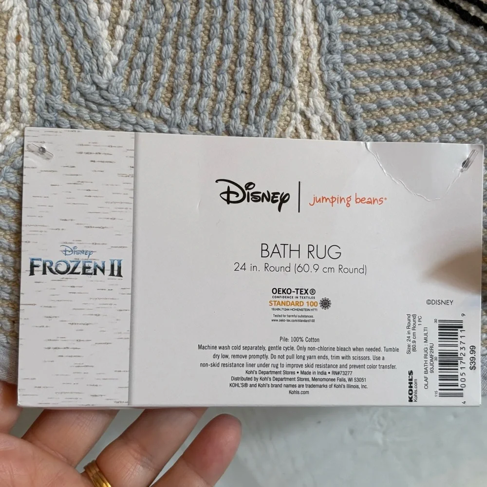 Disney Frozen Olaf Round Bath Rug 24”‎ Kids Bathroom 100% Cotton NWT